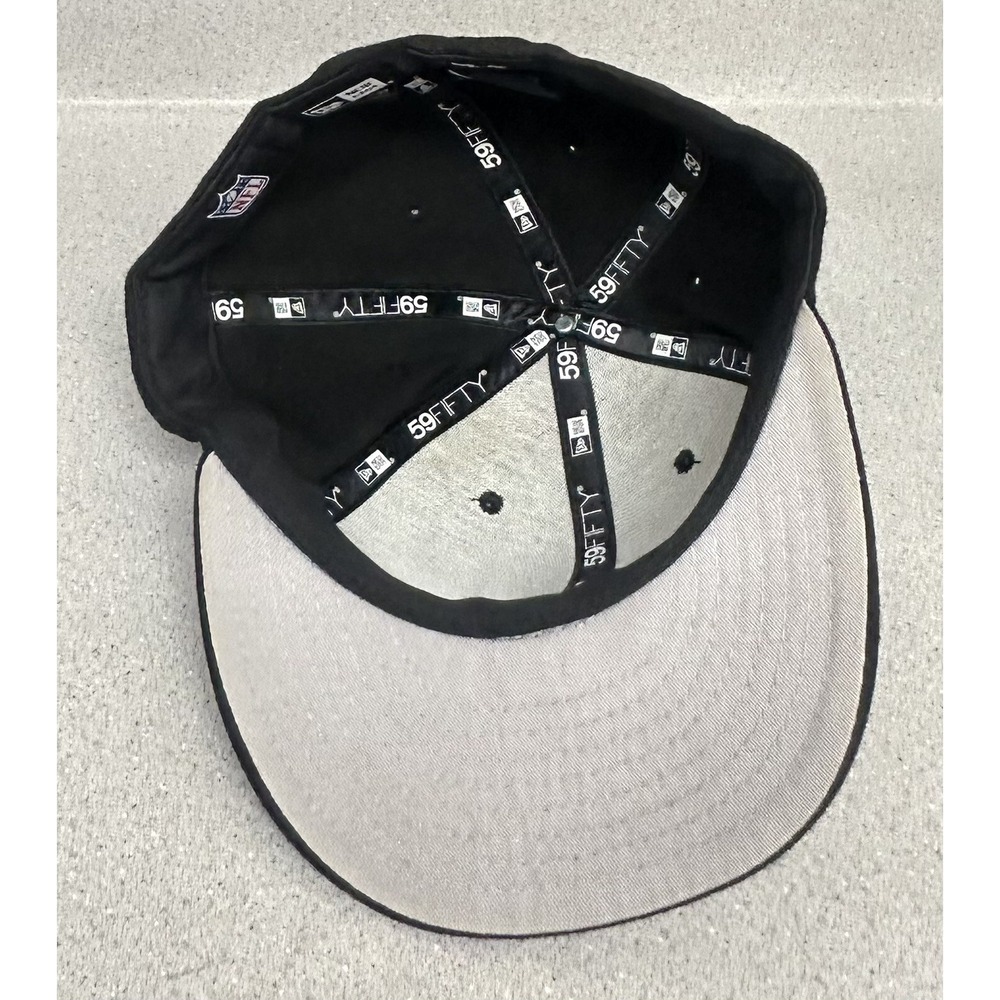 NEW ERA 59FIFTY FITTED HAT CAP NFL LAS VEGAS RAIDERS BLACK/SILVER ADULT SZ 7 1/2 - Picture 4 of 6